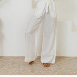 Calla | Women's Pants with Ruffled Waistband and Tie Belt