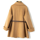 Holly | Women's Wool-Cotton Blend Winter Coat with Leather Waist Belt