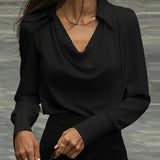 Avery | Women Top With DrapedCowl PolyesterSilk