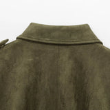 Wendy | Women's Suede Overshirt with Structured Lapel and Hidden Zip Closure