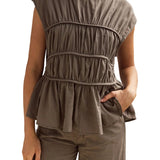 Elodie | Women Top With Ruched Bodice Peplum Hem