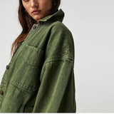 Jane | Women's Oversized Washed Denim Jacket with Side-Split Hem