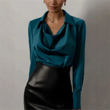Avery | Women Top With DrapedCowl PolyesterSilk
