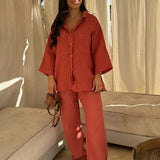 Taylor | Women's Cotton Linen Two Piece Set Trousers