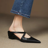 Delphine | Women's Mules with Leather Upper and Open-Toe