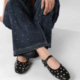 Evelyn | Women's Studded Mary Janes: Crystals &amp; Strap