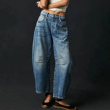 Arabella | Women's Mid Waist Wide Leg Jeans with Ankle Length