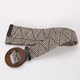 Calla | Women Belt with Woven Straw and Wood Buckle