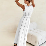 Mireya | Women's Ribbed Knit Maxi Dress with Contrast Seam Detail