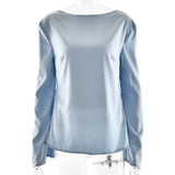 Elara | Women’s Satin Long Sleeve Bell Cuff Top