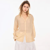 Nova | Women Shirt With Ramie Blend V Neck