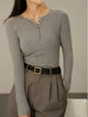 Francesca | Women Top With Ribbed Henley Design