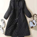 Maren | Women's Diamond Quilted Long Coat with Drawstring Waist