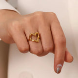 Liora | Women Ring with Heart Design and Gold Plating