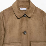 Tatiana | Women's Cropped Faux-Suede Jacket with Lapel and Oversized Buttons