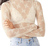 Liana | Women Top With Floral Lace High Neck