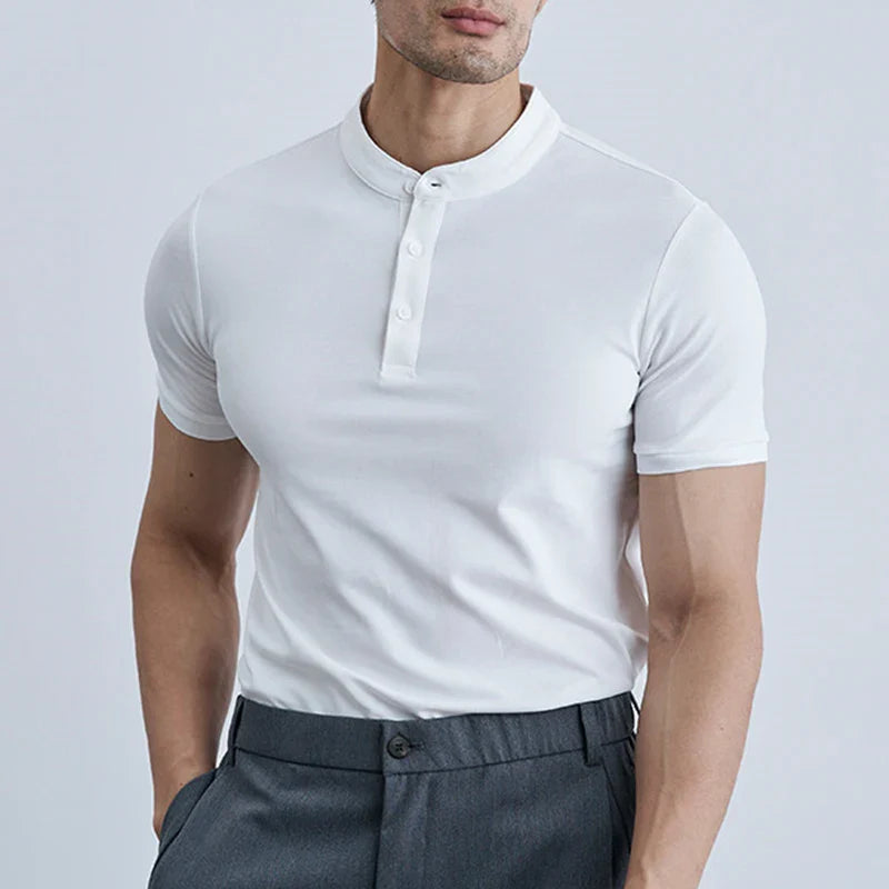 Austin | Men's Collared Slim Fit Button Neck T-Shirt