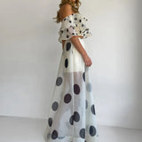Helena | Women's Two Piece Set with Ruffle Top and Polka Dot Skirt