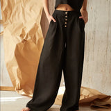 Everly | Women's Wide Leg Linen Pants with Elastic Waist