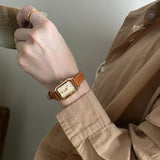 Audrey | Women Wrist Watch with Rectangle Dial and Leather Strap
