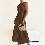Mireya | Women's Ribbed Knit Maxi Dress with Contrast Seam Detail