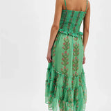 Margot | Women's Floral Print Midi Dress with Smocked Bodice