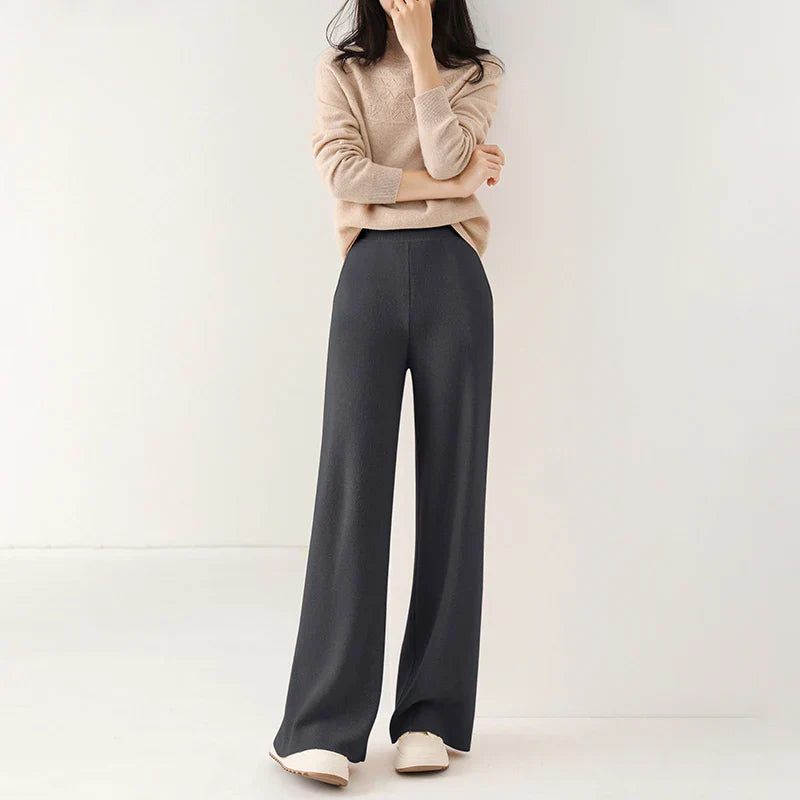 Viviana | Women's Merino Wool Wide Leg Pants with Elastic Waist