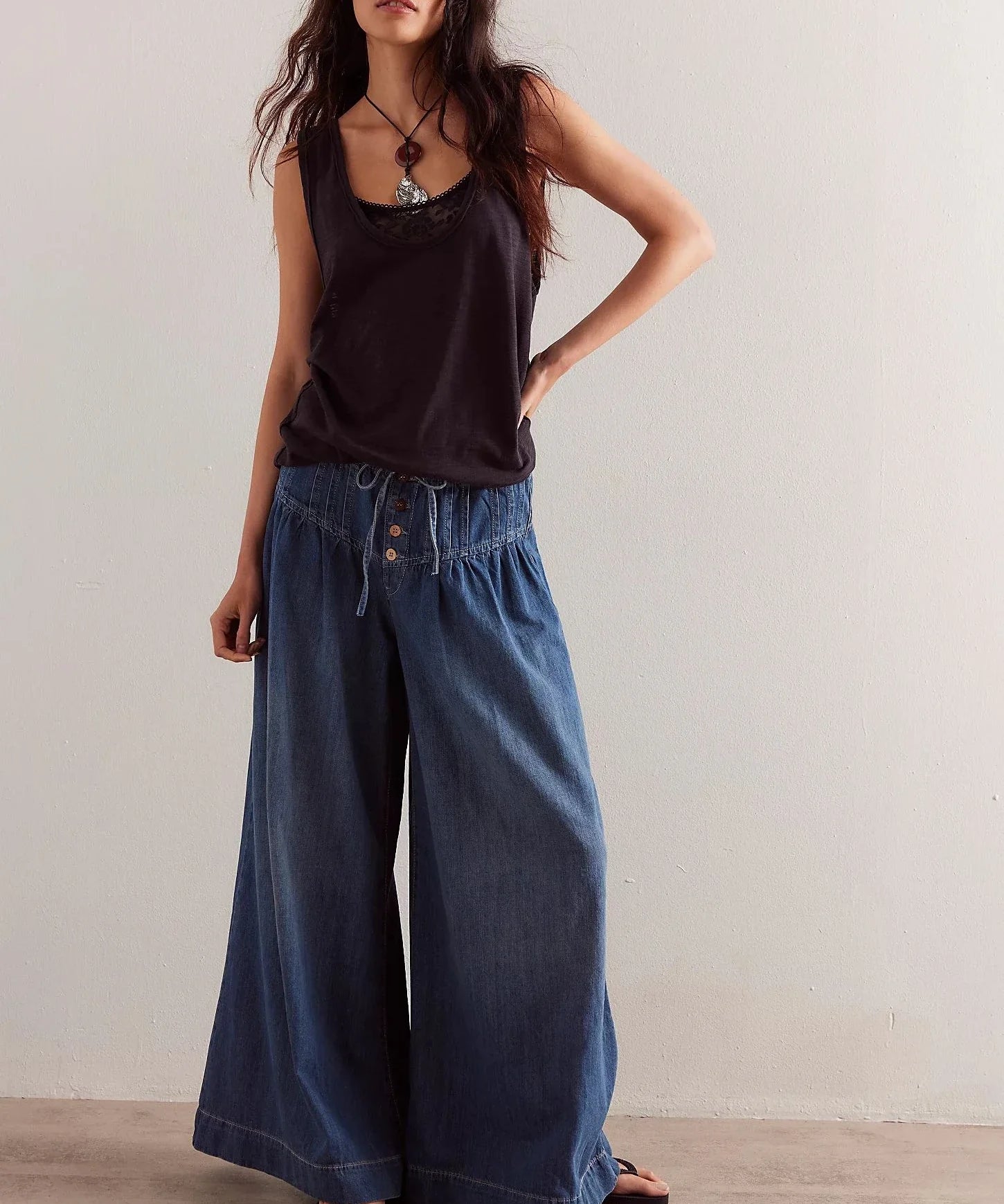 Aria | Women's Denim Pants with Drawstring Waist