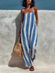 Greta | Women's Wide Leg Halter Jumpsuit with Stripe Print