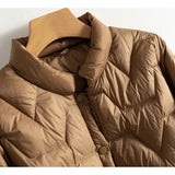 Natalie | Women's Chevron Quilted Duck Down Jacket with Snap Button Closure