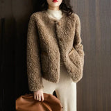 Emery | Women's Faux Lamb Coat with Plush Texture and Button Accents