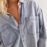 Marais | Women Overshirt With Washed Denim Fabric