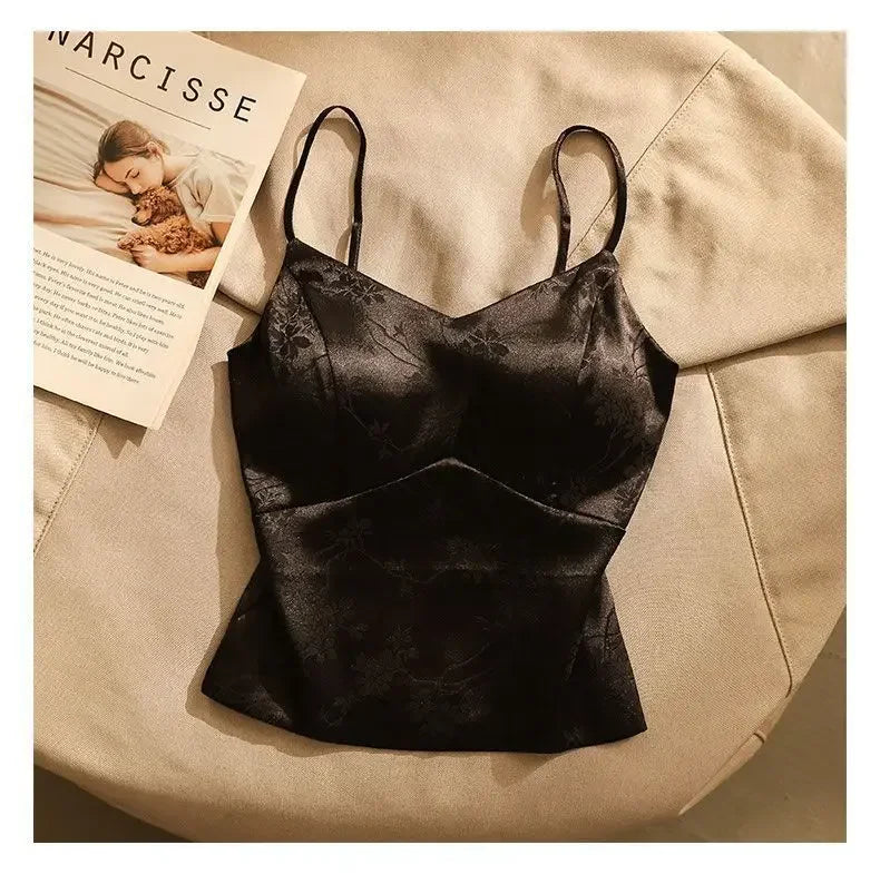 Juliette | Women Top With Satin Floral Jacquard
