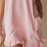 Elise | Women's T-Shirt Dress with Half Zip Collar and Ruffle Hem
