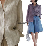 Lily | Women Shirt With Linen Pleated Texture