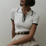Linea | Women Polo Top With Cotton Contrast Trim