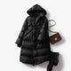 Casey | Women's Long Duck Down Puffer Coat with Belted Waist and Hood
