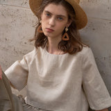 Evelyn | Women Top With Linen Boxy Cropped Fit