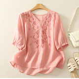 Eloria | Women Top With Cotton Linen Embroidery