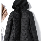 Magdalena | Women's Lightweight Duck Down Jacket with Heart Quilt and Knit Hood