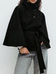 Novara | Women's Wool Blend Cape Coat with Stand Collar and Belted Waist