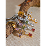 Alméa | Women Necklace with Cross Pendant and Multicolor Stones