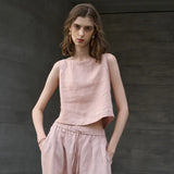 Luna | Women Top With Linen Asymmetric Hem