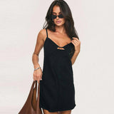 Delilah | Women's Denim A-Line Dress with V-Neck Cutout