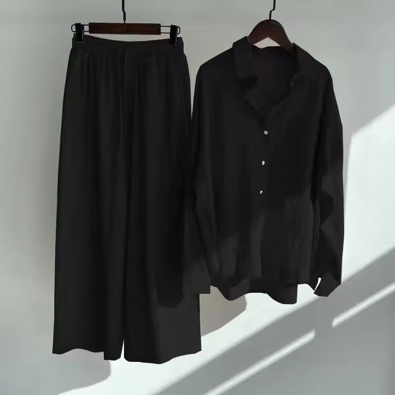 Amelia | Women's Cotton Linen Two Piece Set with Cropped Pants
