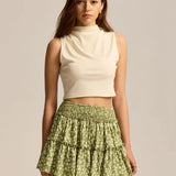 Viora | Women's Skirt with Stretch Waist and Ruffle Layers