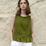 Victoria | Women Top With Linen Cotton Seam Detail