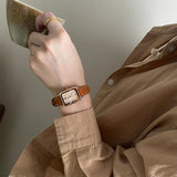 Audrey | Women Wrist Watch with Rectangle Dial and Leather Strap