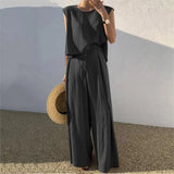 Kaia | Women's Two Piece Set Tank Wide Pants