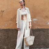 Marina | Women's Pants with Drawstring Waistband and Wide Legs